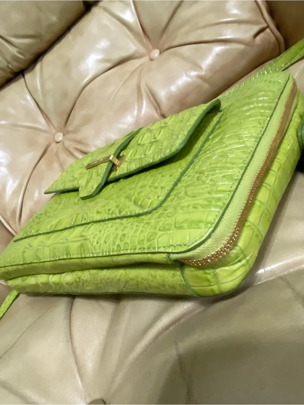 LKNW Brahmin iPad/Tablet Bag Built-in Wallet Organizer Crossbody Lime Melbourne - Picture 14 of 16